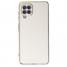 Dėklas Lighting Color Case for Samsung Galaxy A12 5G Baltas, auksiniais kraštais