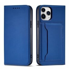 Dėklas Magnet Card Case for iPhone 12 Mėlynas