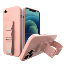 Dėklas su dirželiu Rope case gel TPU iPhone 8 Plus / iPhone 7 Plus Rožinis