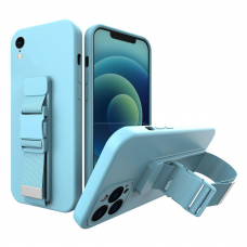 Dėklas su dirželiu Rope case gel TPU iPhone XS / iPhone X Mėlynas