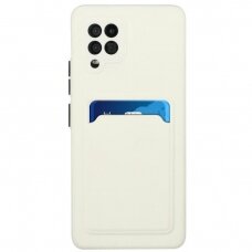 Dėklas su kišenėle kortelėms Card Case Samsung Galaxy A22 4G Baltas