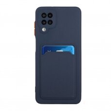 Dėklas su kišenėle kortelėms Card Case Samsung Galaxy A22 4G Tamsiai Mėlynas