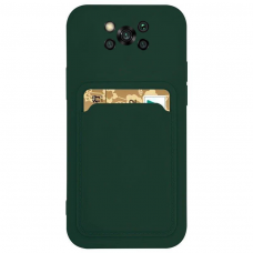 Dėklas su kišenėle kortelėms Card Case Xiaomi Poco X3 NFC Tamsiai Žalias
