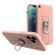 Dėklas su žiedu Ring Case silicone iPhone 8 Plus / iPhone 7 Plus Rožinis