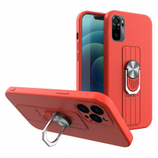 Dėklas su žiedu Ring Case silicone Xiaomi Redmi Note 10 / Redmi Note 10S Raudonas