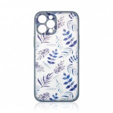 Dėklas Design Case iPhone 12 Pro Gėlėtas, tamsiai mėlynas