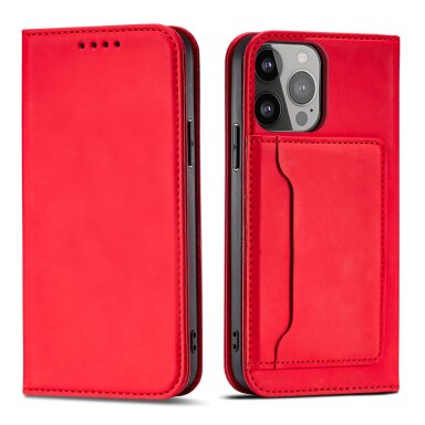 Dėklas Magnet Card Case for iPhone 13 Pro Max Raudonas Dėklas Magnet Card Case for iPhone 13 Pro Max Raudonas
