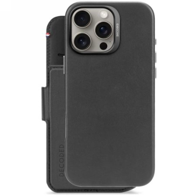 iPhone 16 Pro Max Decoded Leather nuimamas Wallet MagSafe dėklas su pinigine – juodas 1