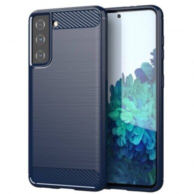 Dėklas Carbon Case Flexible Cover TPU Samsung Galaxy S21+ 5G (S21 Plus 5G) mėlynas Dėklas Carbon Case Flexible Cover TPU Samsung Galaxy S21+ 5G (S21 Plus 5G) mėlynas