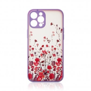 Dėklas Design Case for iPhone 13 Pro Max Gėlėtas, violetinis 1