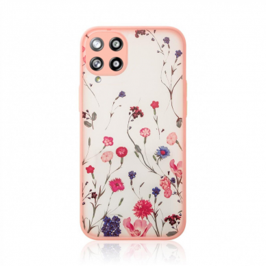 Dėklas Design Case for Samsung Galaxy A12 5G Gėlėtas, rožinis