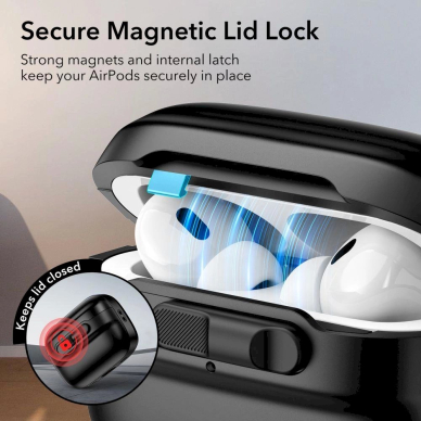 Dėklas ESR Pulse Halolock Case su MagSafe skirta Apple AirPods Pro 1/2 - Juodas 2 Dėklas ESR Pulse Halolock Case su MagSafe skirta Apple AirPods Pro 1/2 - Juodas 2