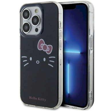 Dėklas Hello Kitty IML Kitty Face iPhone 14 Pro Max - Juodas Dėklas Hello Kitty IML Kitty Face iPhone 14 Pro Max - Juodas