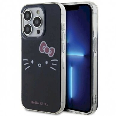 Dėklas Hello Kitty IML Kitty Face iPhone 15 Pro Max - Juodas Dėklas Hello Kitty IML Kitty Face iPhone 15 Pro Max - Juodas