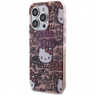 Dėklas Hello Kitty IML Tags Graffiti iPhone 15 Pro - rožinis 1