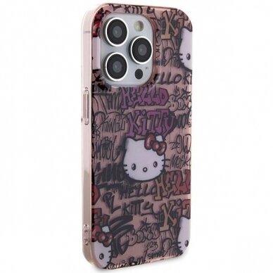 Dėklas Hello Kitty IML Tags Graffiti iPhone 15 Pro - rožinis 3