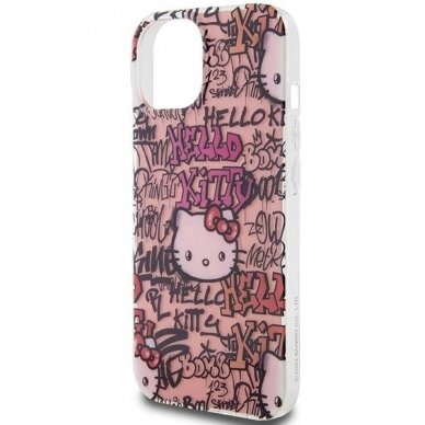 Dėklas Hello Kitty IML Tags Graffiti iPhone 15 - rožinis 5 Dėklas Hello Kitty IML Tags Graffiti iPhone 15 - rožinis 5