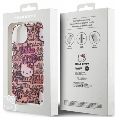 Dėklas Hello Kitty IML Tags Graffiti iPhone 15 - rožinis 7 Dėklas Hello Kitty IML Tags Graffiti iPhone 15 - rožinis 7