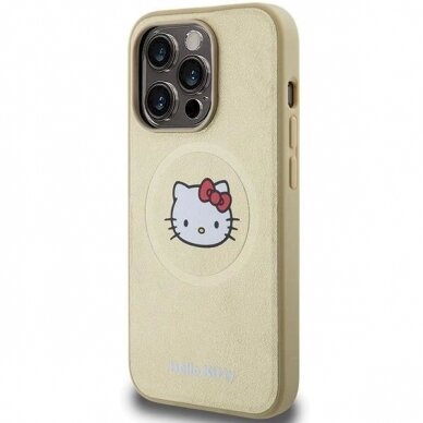 Dėklas Hello Kitty Leather Kitty Head MagSafe iPhone 15 Pro - Auksinis 1 Dėklas Hello Kitty Leather Kitty Head MagSafe iPhone 15 Pro - Auksinis 1