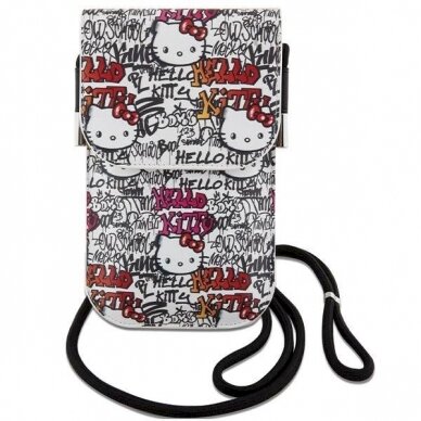Dėklas Hello Kitty Leather Tags Graffiti Cord bag - Baltas 1 Dėklas Hello Kitty Leather Tags Graffiti Cord bag - Baltas 1
