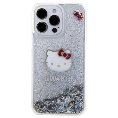Dėklas Hello Kitty Liquid Glitter Charms Kitty Head iPhone 15 Pro Max - Sidabrinis 2 Dėklas Hello Kitty Liquid Glitter Charms Kitty Head iPhone 15 Pro Max - Sidabrinis 2