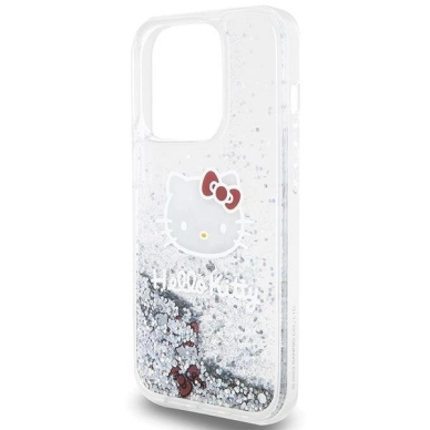 Dėklas Hello Kitty Liquid Glitter Charms Kitty Head iPhone 15 Pro - Sidabrinis 5 Dėklas Hello Kitty Liquid Glitter Charms Kitty Head iPhone 15 Pro - Sidabrinis 5