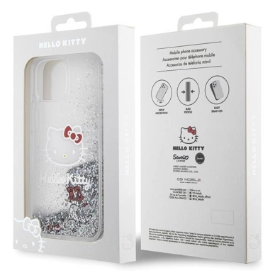 Dėklas Hello Kitty Liquid Glitter Charms Kitty Head iPhone 15 - Sidabrinis 5 Dėklas Hello Kitty Liquid Glitter Charms Kitty Head iPhone 15 - Sidabrinis 5