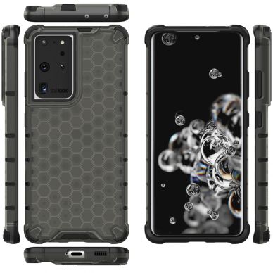 Dėklas Honeycomb Samsung Galaxy S22 Ultra juodas 10