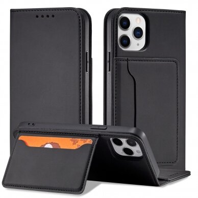 Dėklas Magnet Card Case for iPhone 12 Pro Max Juodas 3