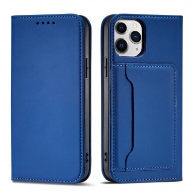Dėklas Magnet Card Case for iPhone 12 Pro Max Mėlynas 1