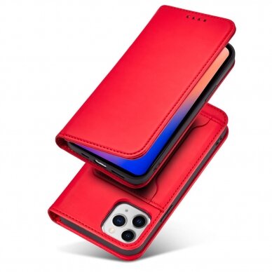 Dėklas Magnet Card Case for iPhone 12 Pro Max Raudonas 6