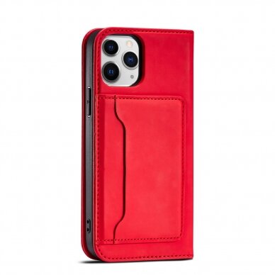 Dėklas Magnet Card Case for iPhone 12 Pro Max Raudonas 10