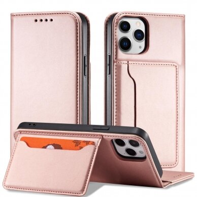 Dėklas Magnet Card Case for iPhone 12 Pro Max Rožinis 3