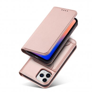 Dėklas Magnet Card Case for iPhone 12 Pro Max Rožinis 5