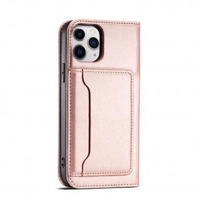 Dėklas Magnet Card Case for iPhone 12 Pro Max Rožinis 6