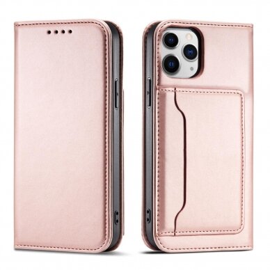 Dėklas Magnet Card Case for iPhone 12 Pro Max Rožinis 1