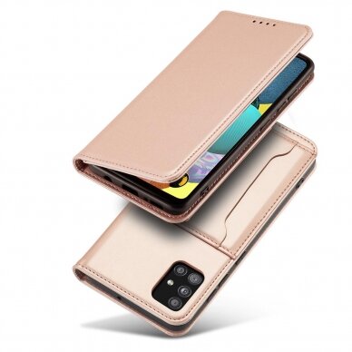 Dėklas Magnet Card Case Xiaomi Redmi Note 11 Pro Rožinis 3