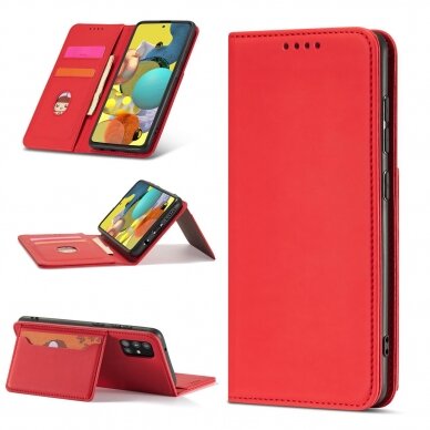 Dėklas Magnet Card Xiaomi Redmi Note 11 Pro Raudonas 4
