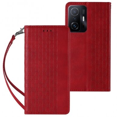 Dėklas Magnet Strap Case for Xiaomi Redmi Note 11 Pro Raudonas 1