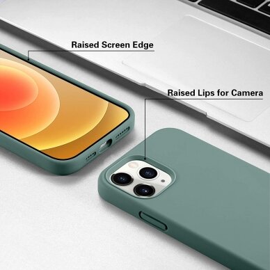 Dėklas Mercury Silicone Case Apple Iphone 12 Pro Max Tamsiai Žalias 2