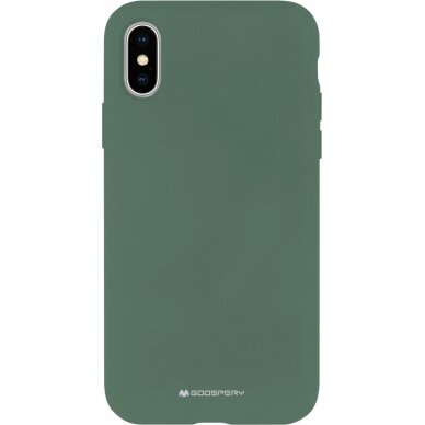 Dėklas Mercury Silicone Case Apple iPhone 14 tamsiai žalias  1