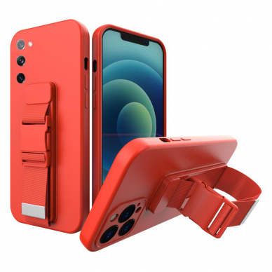 Dėklas su dirželiu Rope case gel TPU Samsung Galaxy S21+ 5G (S21 Plus 5G) Raudonas