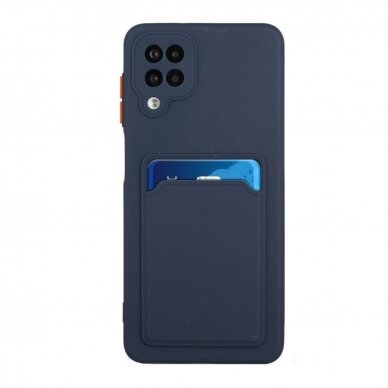 Dėklas su kišenėle kortelėms Card Case Samsung Galaxy A22 4G Tamsiai Mėlynas