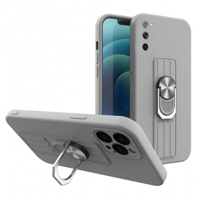 Dėklas su žiedu Ring Case silicone Samsung Galaxy S21+ 5G (S21 Plus 5G) Pilkas Dėklas su žiedu Ring Case silicone Samsung Galaxy S21+ 5G (S21 Plus 5G) Pilkas