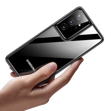 Dėklas TPU Electroplating Samsung Galaxy S21 Ultra 5G Juodais kraštais 1