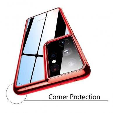 Dėklas TPU Electroplating Samsung Galaxy S21 Ultra 5G Raudonais kraštais Dėklas TPU Electroplating Samsung Galaxy S21 Ultra 5G Raudonais kraštais