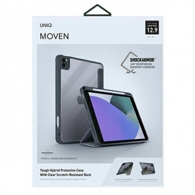 Dėklas Uniq etui Moven iPad Pro 12,9" (2021) Antimicrobial Pilkas 9