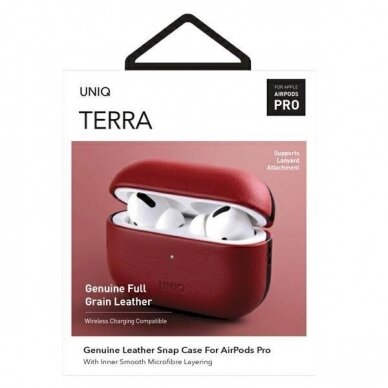 Dėklas Uniq etui Terra AirPods Pro Genuine Leather Raudonas 6 Dėklas Uniq etui Terra AirPods Pro Genuine Leather Raudonas 6