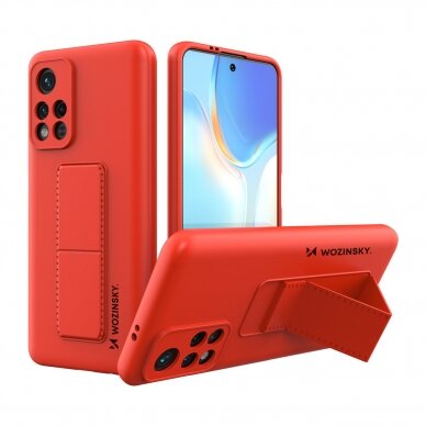 Dėklas Wozinsky Kickstand Silicone Xiaomi Poco M4 Pro 5G Raudonas 1