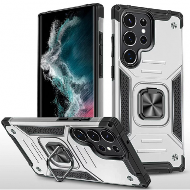 Dėklas Wozinsky Ring Armor Samsung Galaxy S22 Ultra sidabrinis Dėklas Wozinsky Ring Armor Samsung Galaxy S22 Ultra sidabrinis